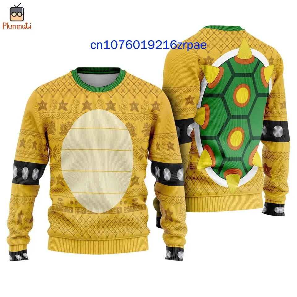 Super Mario Bowser Weihnachten Hässlicher Pullover Herren Damen 3D-Druck Hässliches lässiges Sweatshirt Weihnachtssweatshirt