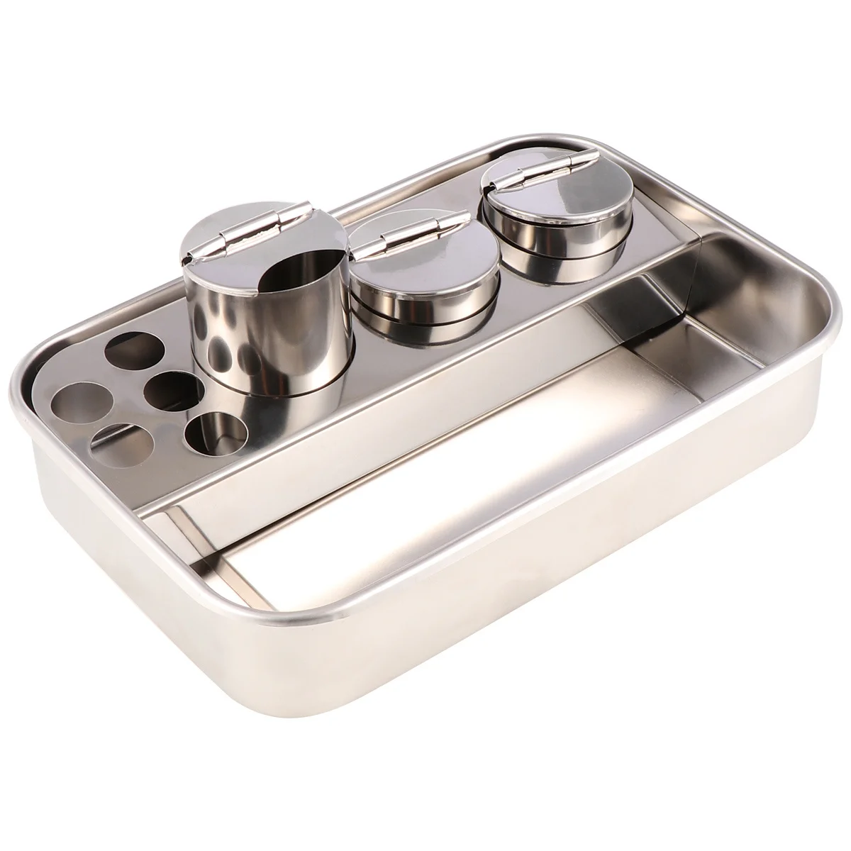 

1Set Extra Thick Stainless Steel Therapy Tray Smooth Edges Storage Cylinders Essential for Therapist Injection