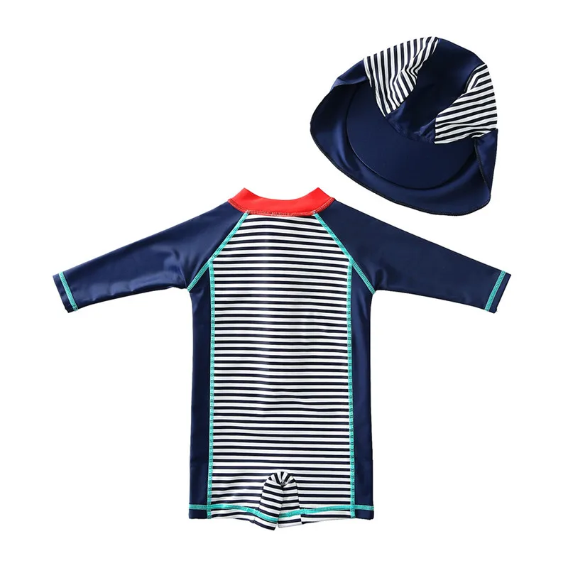 Menino roupa de banho com boné bebê surf vestir crianças roupas de natação upf50 + beachwear infantil criança maiô