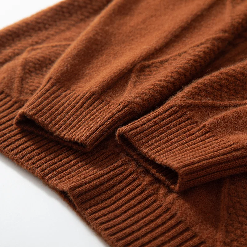 New patternClassic Business Men's Pure Wool Round Neck Long Sleeve Pullover Knitted Pit Pattern Casual Warm High Quality Sweater