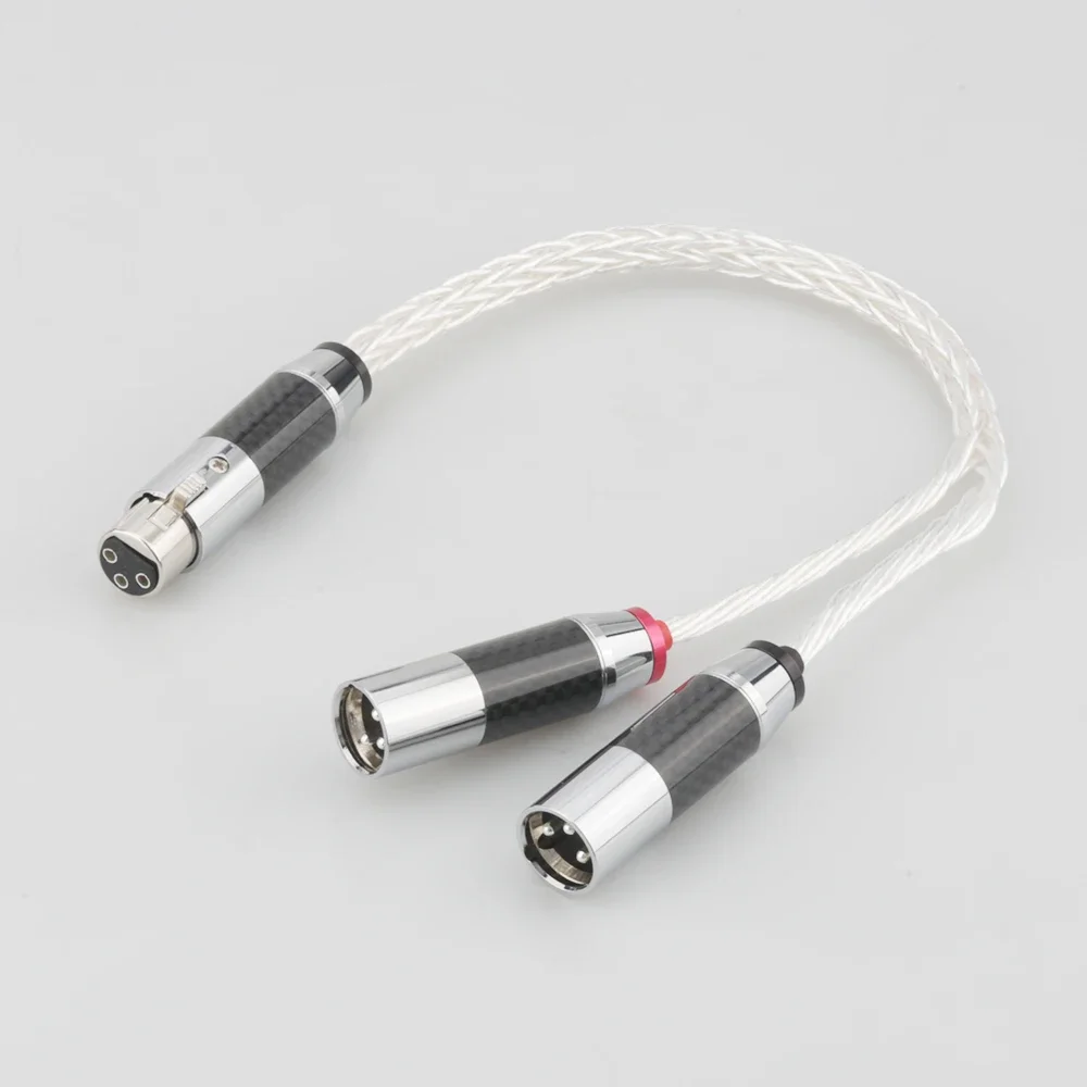 

8AG посеребренный XLR «мама» на двойной XLR «папа» Y-разветвитель 3-контактный сбалансированный микрофонный кабель с родиевым покрытием XLR Plug HIF