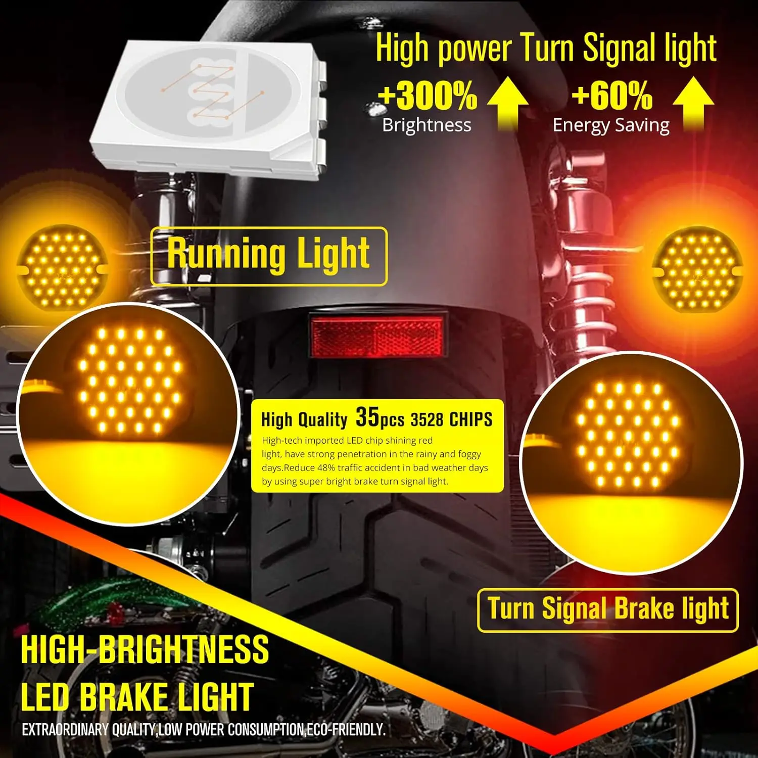 for Harley Davidson LED Turn Signal Lights,3 1/4 inch 1157 1156 Motorcycle LED Tail Lights 2pcs DC12-24V
