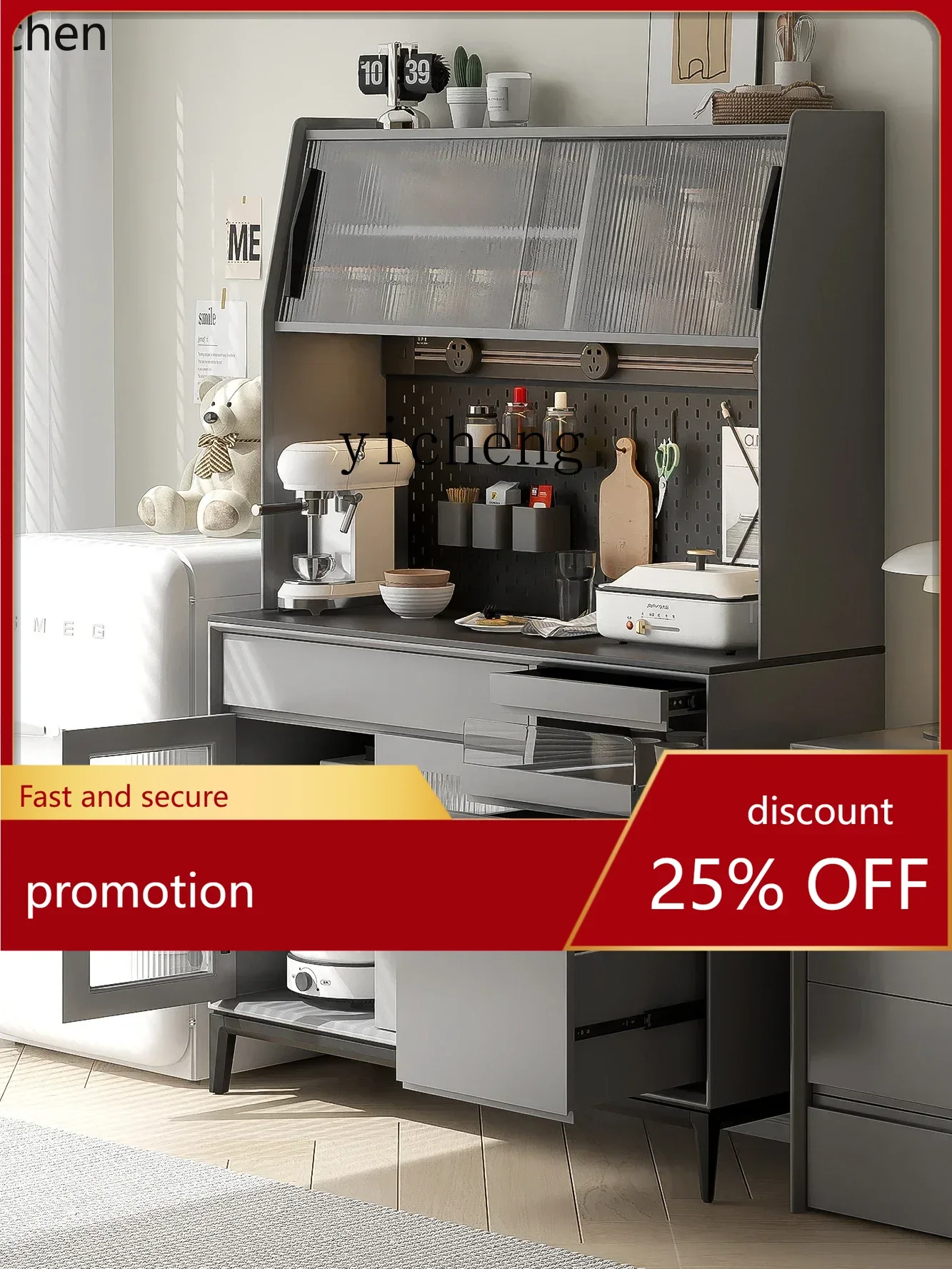 

HXL Italian minimalist side cabinet solid wood Nordic tea cabinet high kitchen cabinet locker