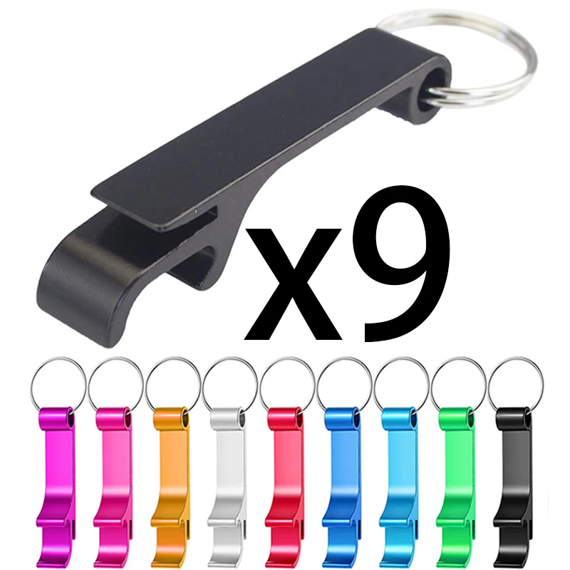 9Pcs Wine Opener Bottle Opener Keychains Metal Beer Openers Keyring