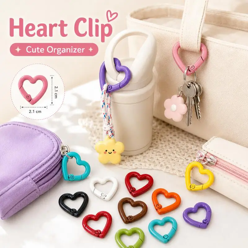 10–50 Stück Metall-Herz-Federkarabiner, zu öffnende herzförmige Karabinerhaken, Schlüsselanhänger-Clips, Hundeketten-DIY-Schmuckverschlüsse, Verbinder – Detail 5
