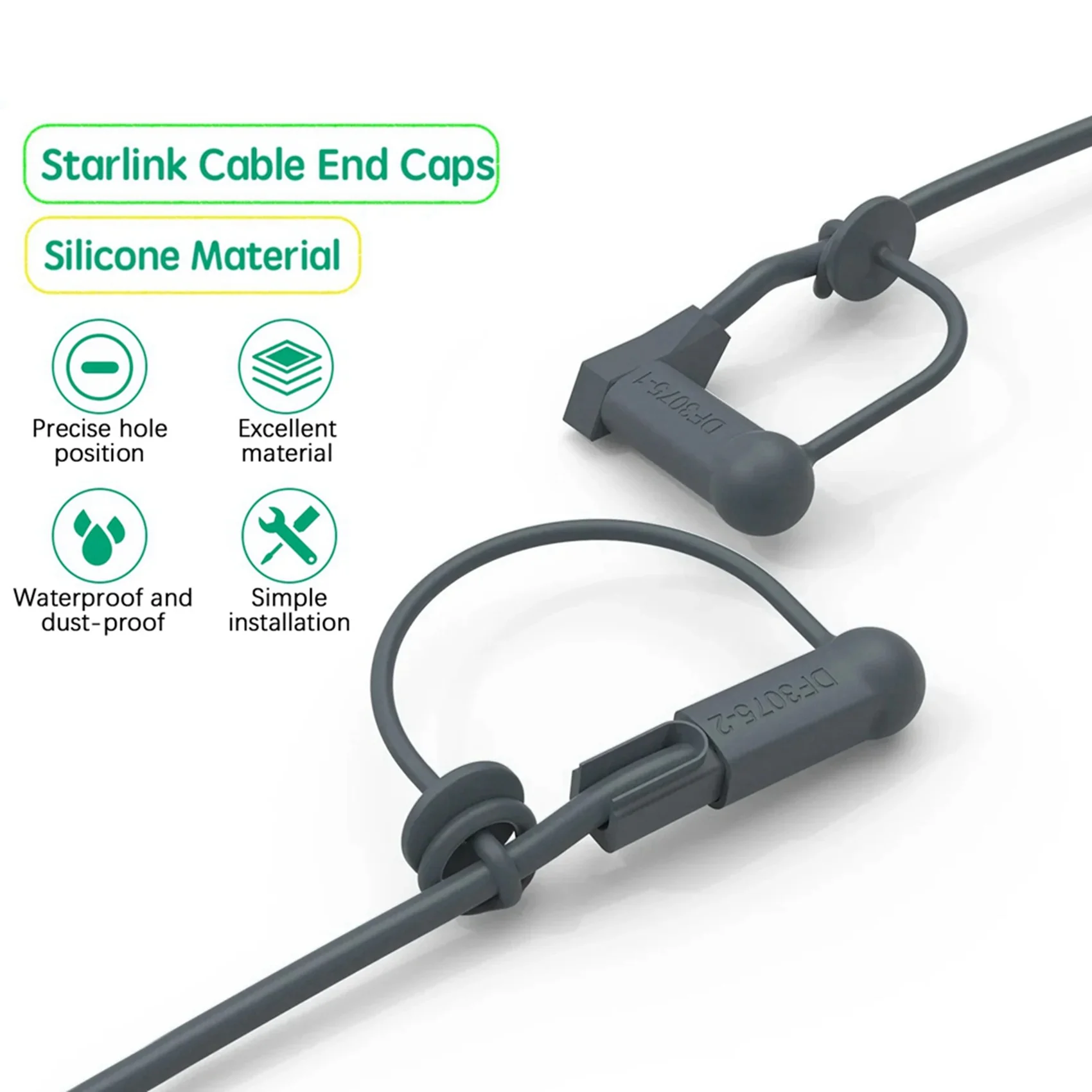 

A02F-2X For Starlink Cable End Caps Starlink Mounting Kit Grommet Anti-Dust Silicone Protective Covers