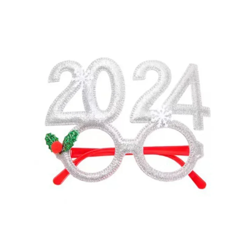 Lunettes de décoration de Noël pour adultes et enfants, lunettes de père Noël, lunettes de bonhomme de neige, cadre de lunettes, anniversaire, convocation du nouveau-né, cadeaux, 2024, 4 pièces, 2024