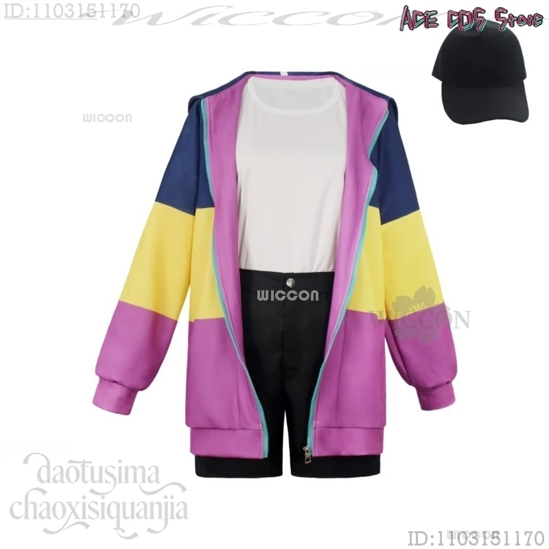 Anime Adults Ya Boy Kongming! Cosplay Tsukimi Eiko sexy costumes Y2k Colorful Hoodie Hat Black Accessories - view 5