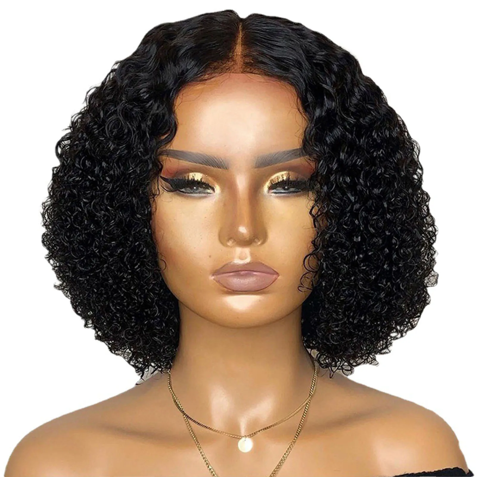Women's Curly Wigs Anniversary Party Style Short Kinky Hairpiece Natural Black Synthetic Fiber Wig for Cosplay Event