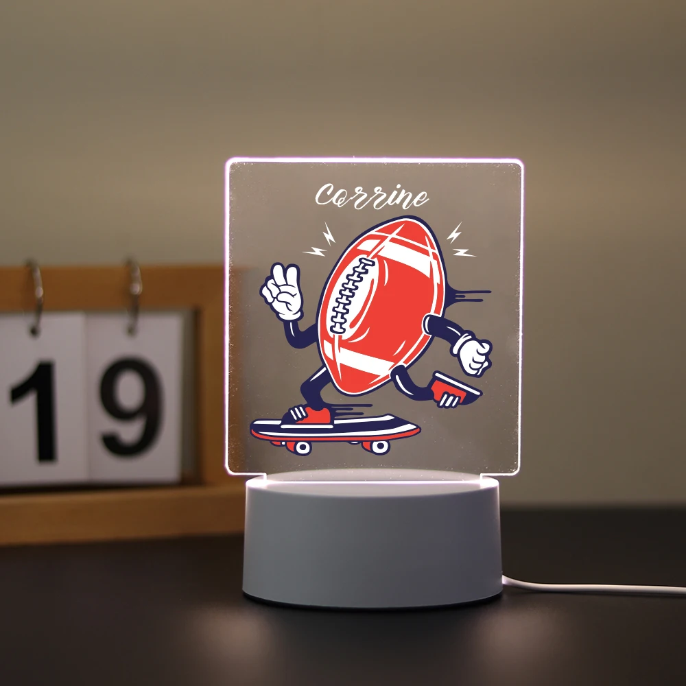 Personalized Custom Rugby Players Modern  Children'S Lamp 3D Night Light With Crack Basebirthday Gift Decoration Children'S Gift