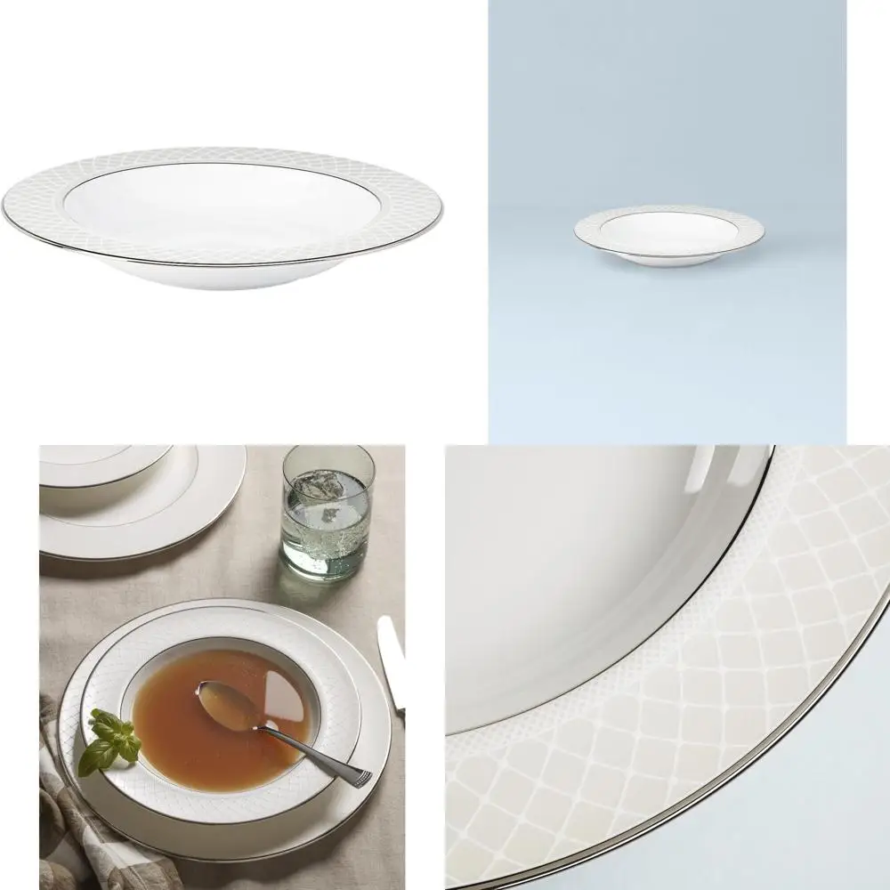 

Белая фарфоровая миска для пасты/супа с кружевным краем