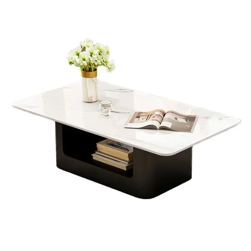 Rectangular rock slab coffee table, living room household small apartment modern light luxury minimalist Italian