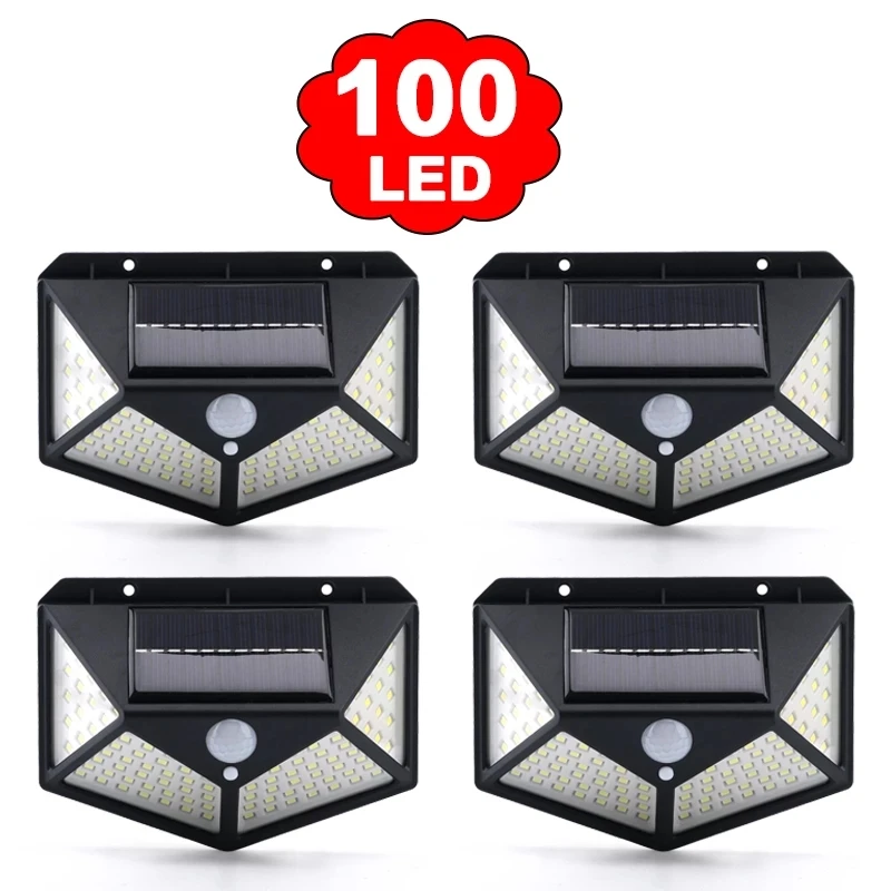 

Outdoor 100 LED Solar Light Motion Sensor Waterproof Sunlight Garden Decoration Street Lights Solar Powered Lantern Wall Lamp