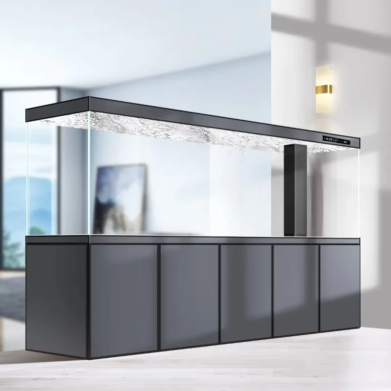 Rectangle Living Room Freshwater Tank Wall-mounted Aluminum Alloy Aquarium Bottom Filter No Water Change Required