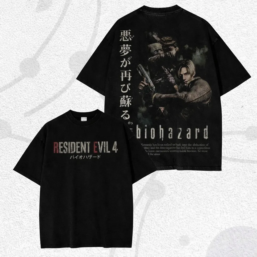 Retro-Fan-Geschenk, Resident Evil T-Shirt, Leon Kennedy Retro-Gaming-T-Shirt, Retro Casual Alltags-T-Shirt