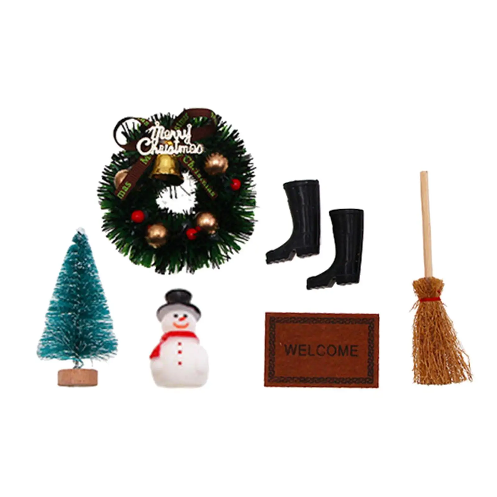 6x casa de bonecas decoração de natal conjunto de boneco de neve DIY para projetos DIY arquitetônicos