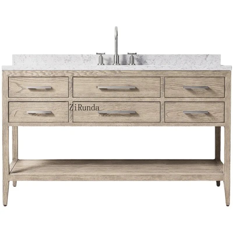 R American solid wood wash basin and high-end luxury home desktop made of natural marble