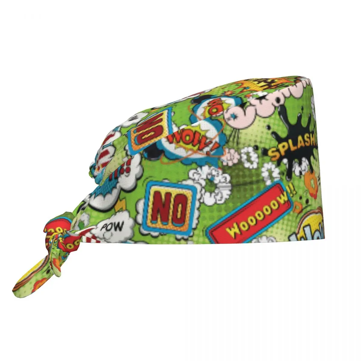 Gorro de trabajo de limpieza de burbujas de discurso de cómics divertidos personalizados, gorro quirúrgico Unisex cómodo, gorro quirúrgico para enfermera