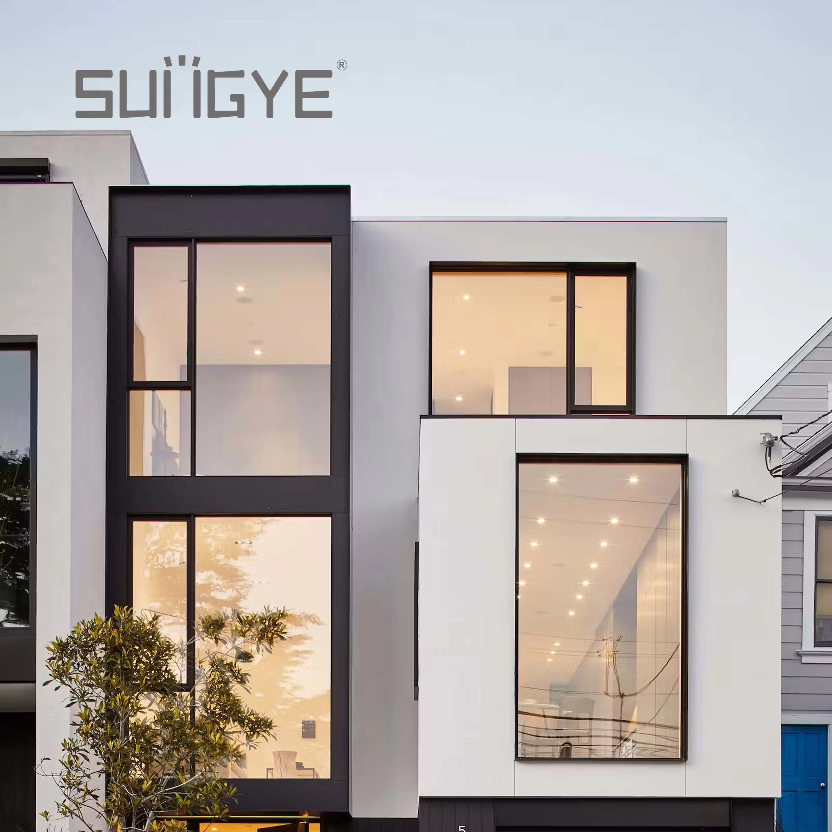 SUNGYE Direct Windproof Inswing Casement Window Double Tempered Glass Thermal Break Alu for Coastal High Rise Buildings