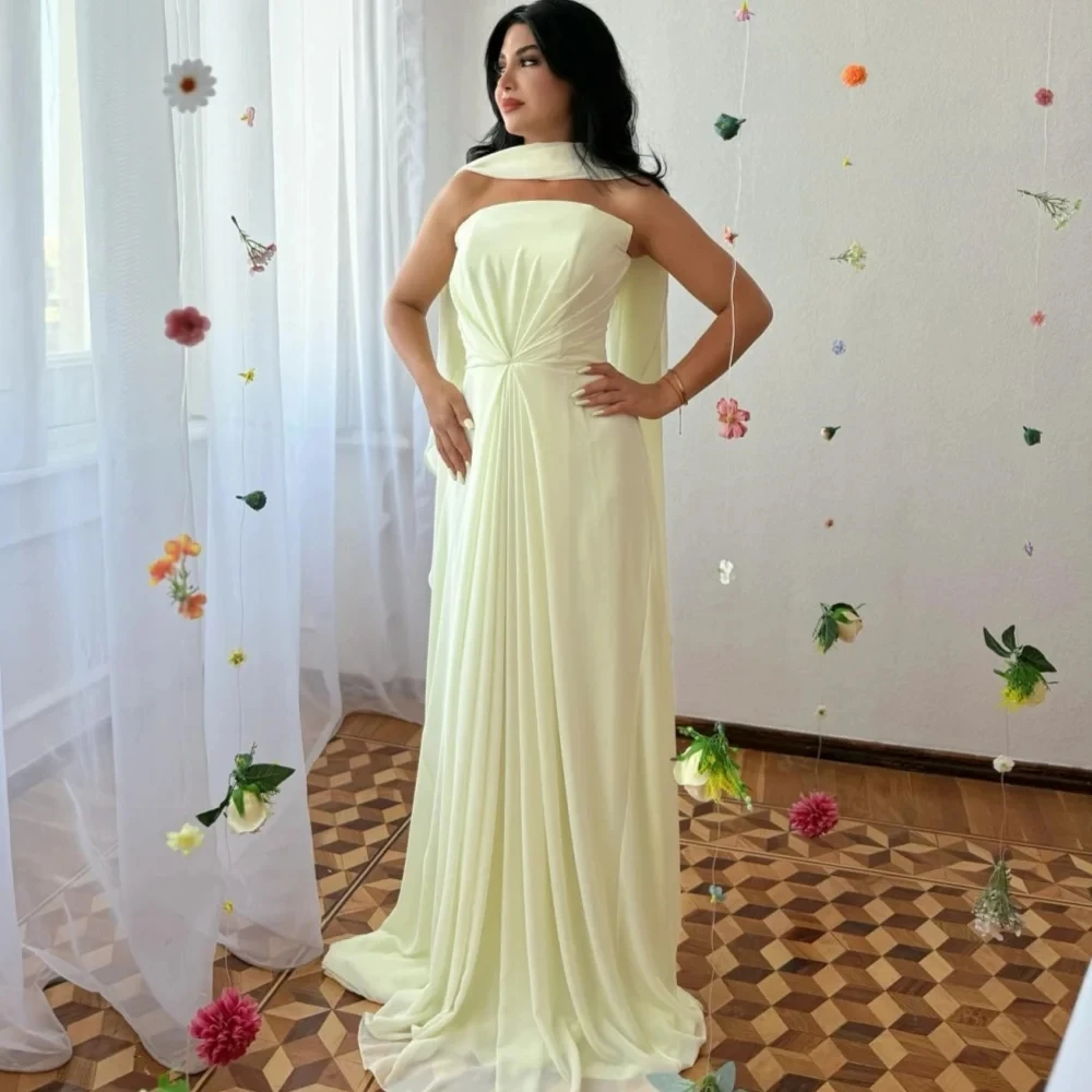 

Strapless Chiffon Long Bespoke Occasion Gown Evening Dresses Prom Pastrol Unisex Jersey Retro Dubai Saudi Arabic Customized