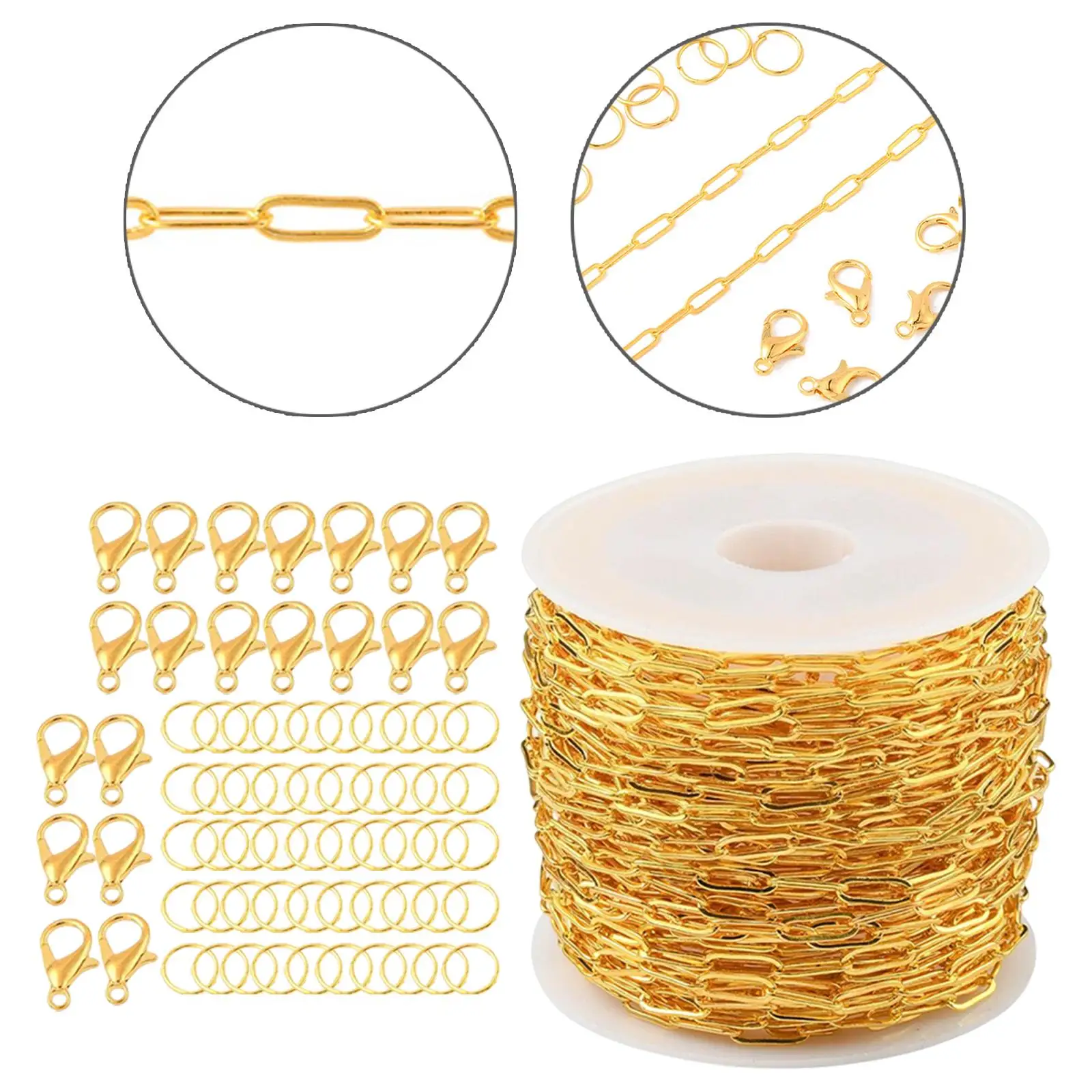 33ft Chain Roll DIY Extender Paperclip Cable Jewelry Making Body Jewelry Layered Chain Findings Crafts Accessories