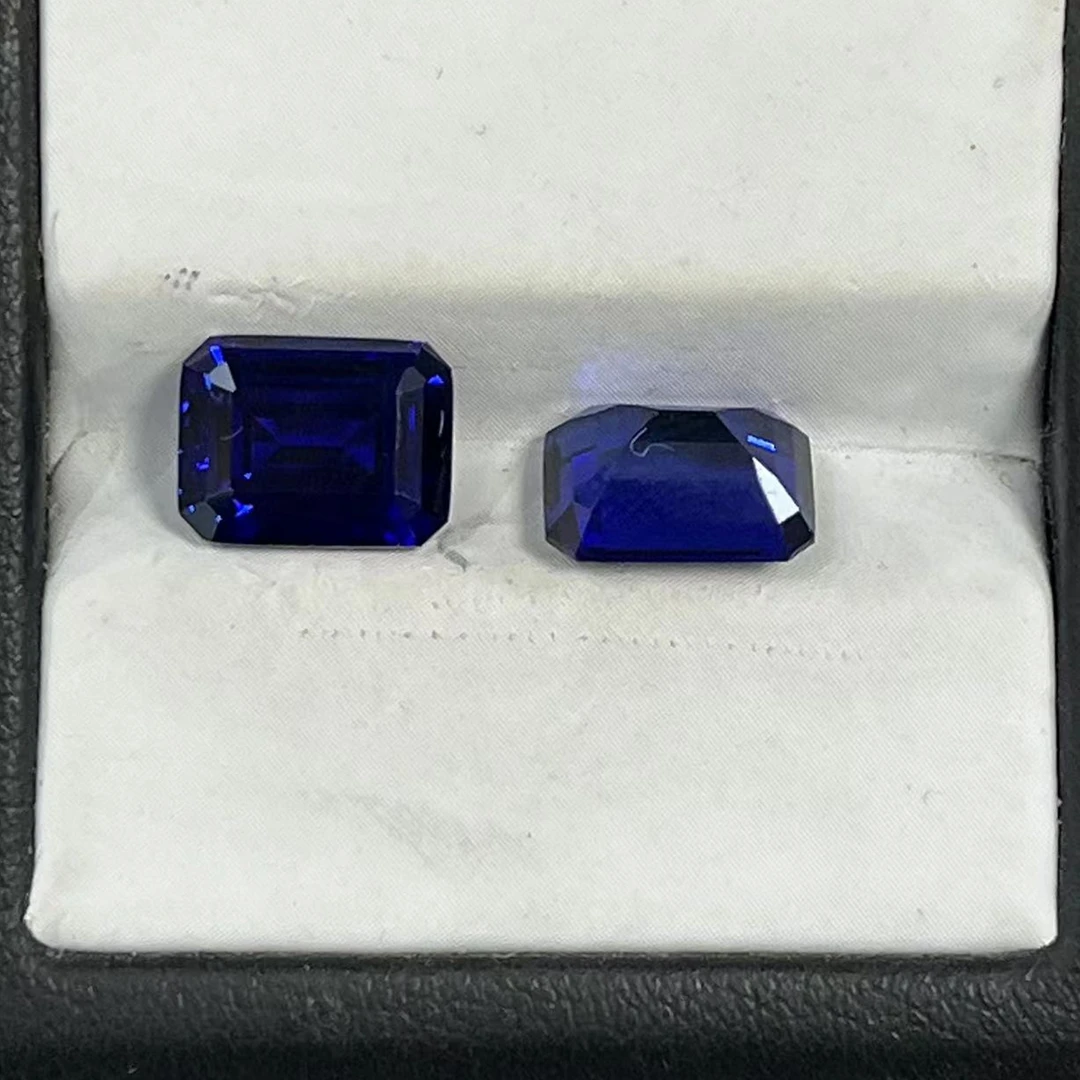 

1 шт./лот, готовый запас 8*10 мм, выращенный в лаборатории изумрудной огранки, королевский синий сапфир