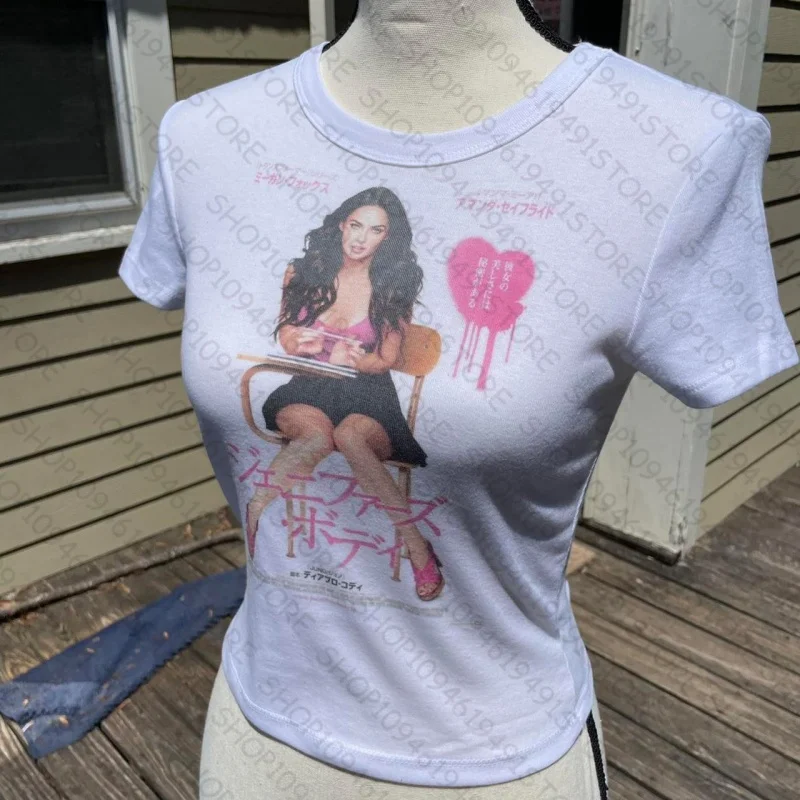 Shoujo فتاة نمط ستار فتاة Y2k Kawaii تي شيرت للنساء الجرافيك تي شيرت المرأة اقتصاص 90s الملابس خمر 2000s بلايز القوطية