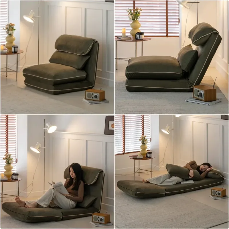 for Customized Lazy Sofa Back Chair Living Room Bedroom Balcony Bay Window Tatami Sleepable Reclining Foldable Sofa Bed