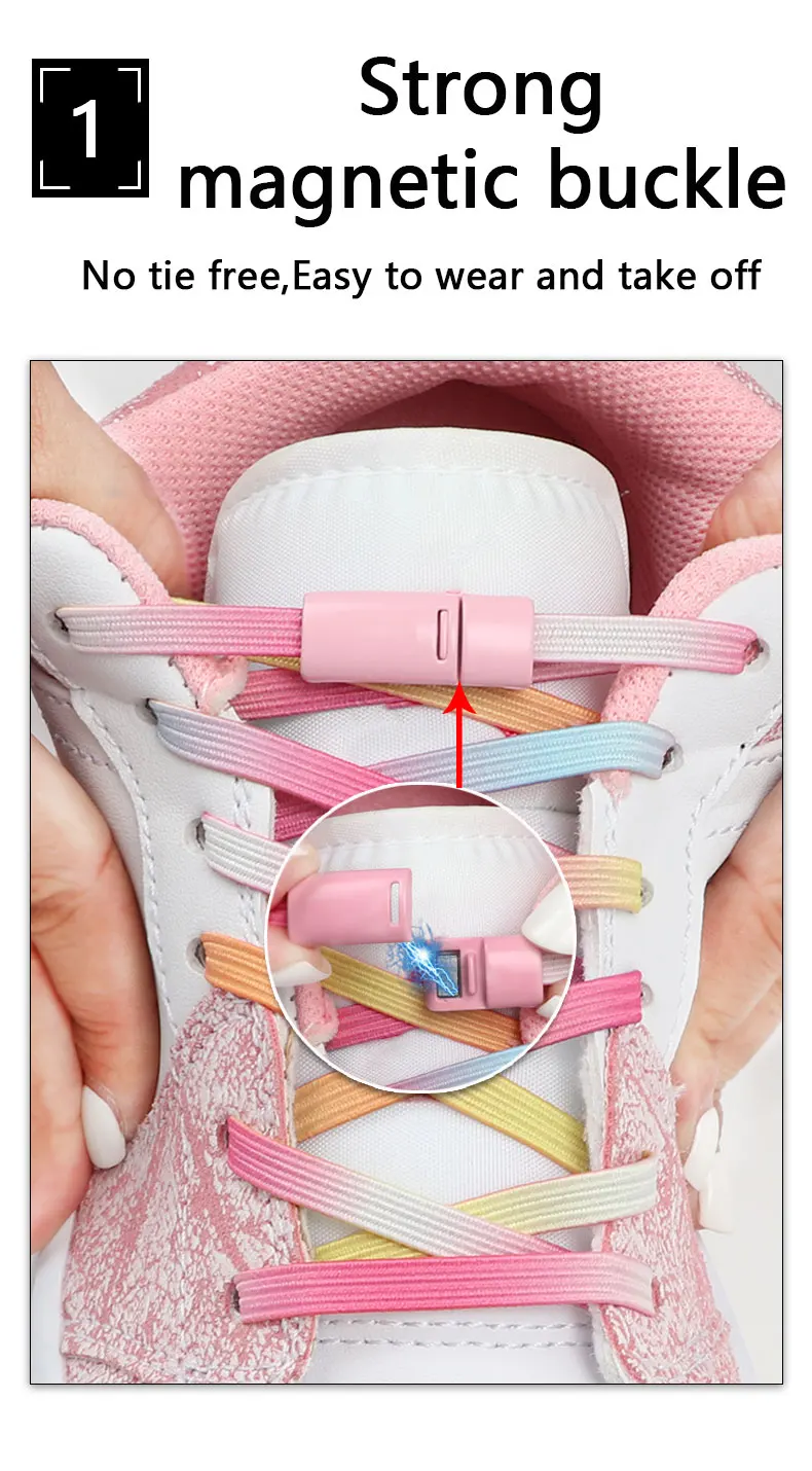 1 Paar magnetische Schnürsenkel ohne Binden für Sneaker, flache elastische Schnürsenkel für Erwachsene und Kinder, Schnürsenkel mit Magnetverschluss – Detail 3