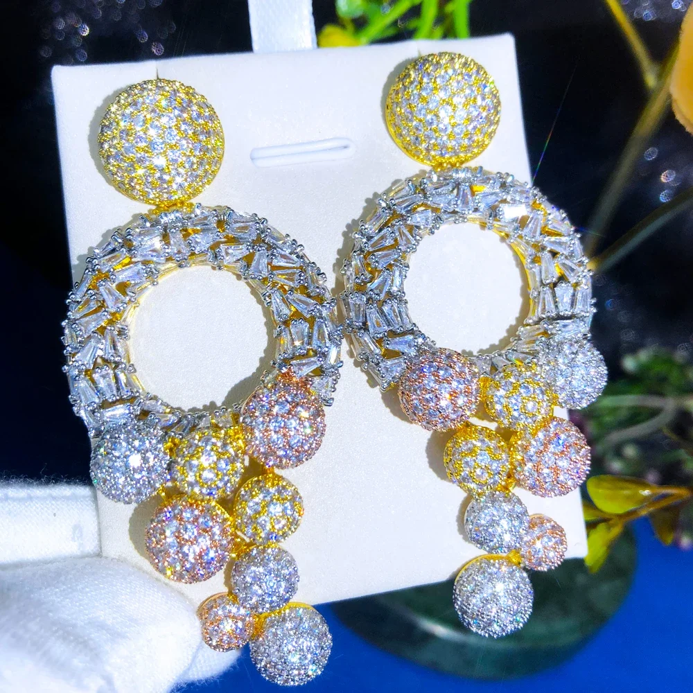 

Soramoore Brand Original Luxury Pendant Earrings For Women Bridal Wedding Gift Delicate CZ Boucle D'oreille Femme High Quality