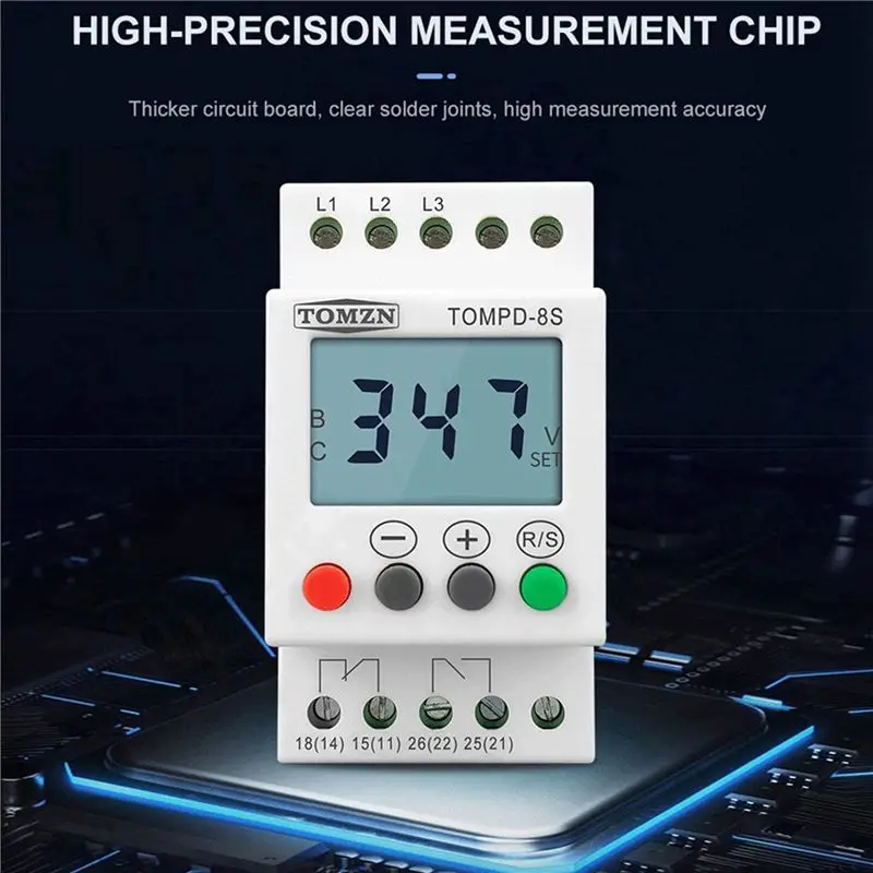 4X 3 Phase Din Rail Adjustable Under Over Voltage Protector Voltage Monitoring Sequence Protection Relay-A68E