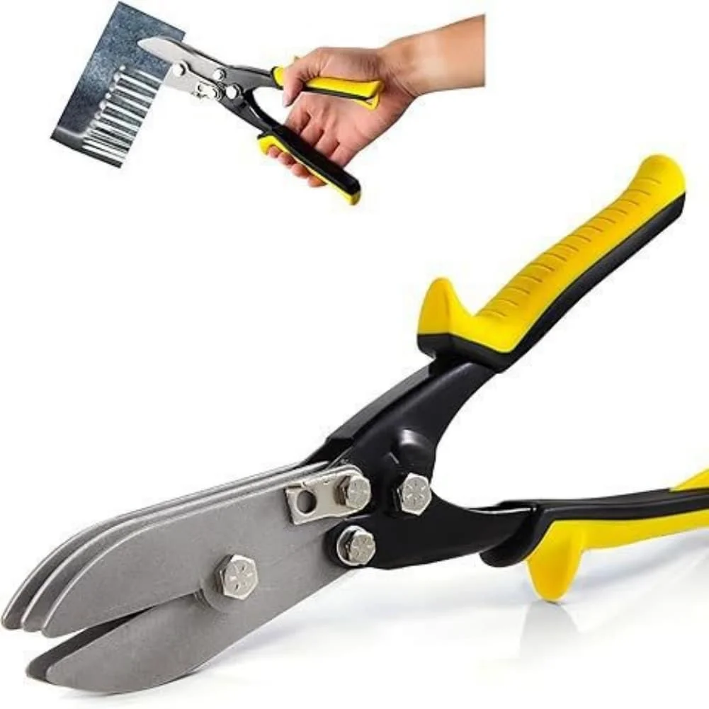 5-Blade Hand Crimper For HVAC Ductwork Sheet Metal Adjustable Depth Carbon Steel Pliers Crimping Tool