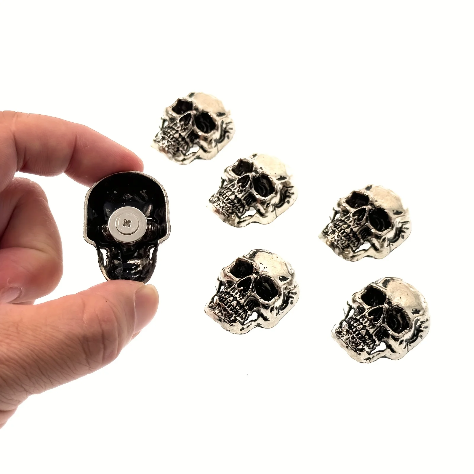 6 قطع من ملصقات الثلاجة المصنوعة من الفولاذ المقاوم للصدأ على شكل جمجمة، ملصق ثلاجة هيكل عظمي، تصميم فريد، رائع، تصميم جميل المظهر #5