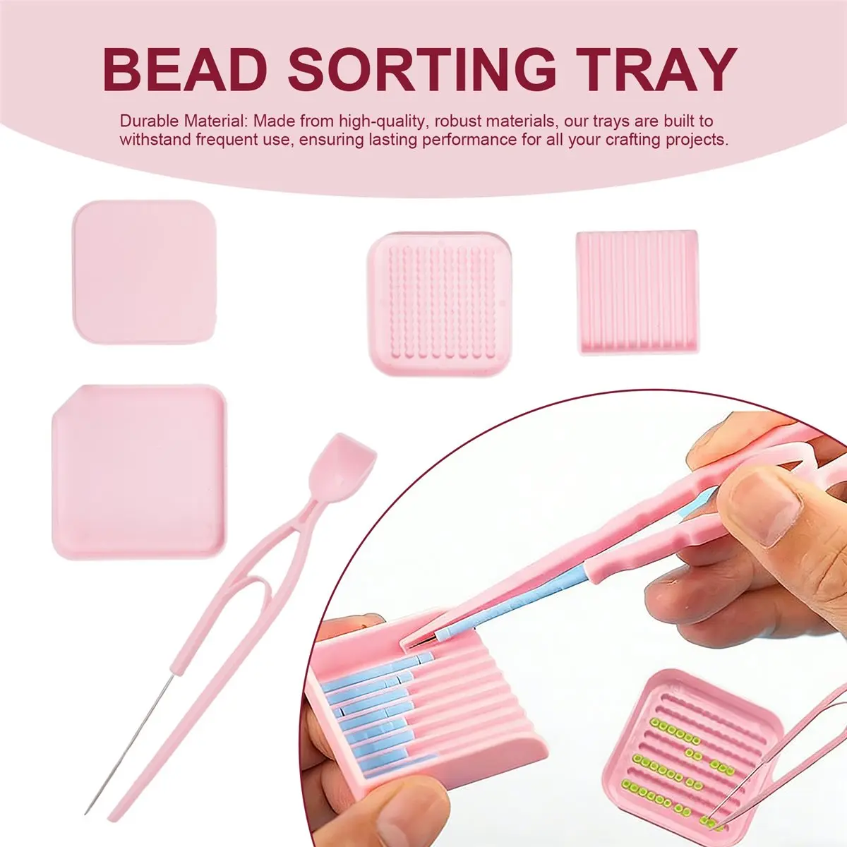 finefine Bean Sorting Tray Set of Three, Fuse Beads Picking Tray Kit Including One Bean Box,Bead Storage One Bean Scoop