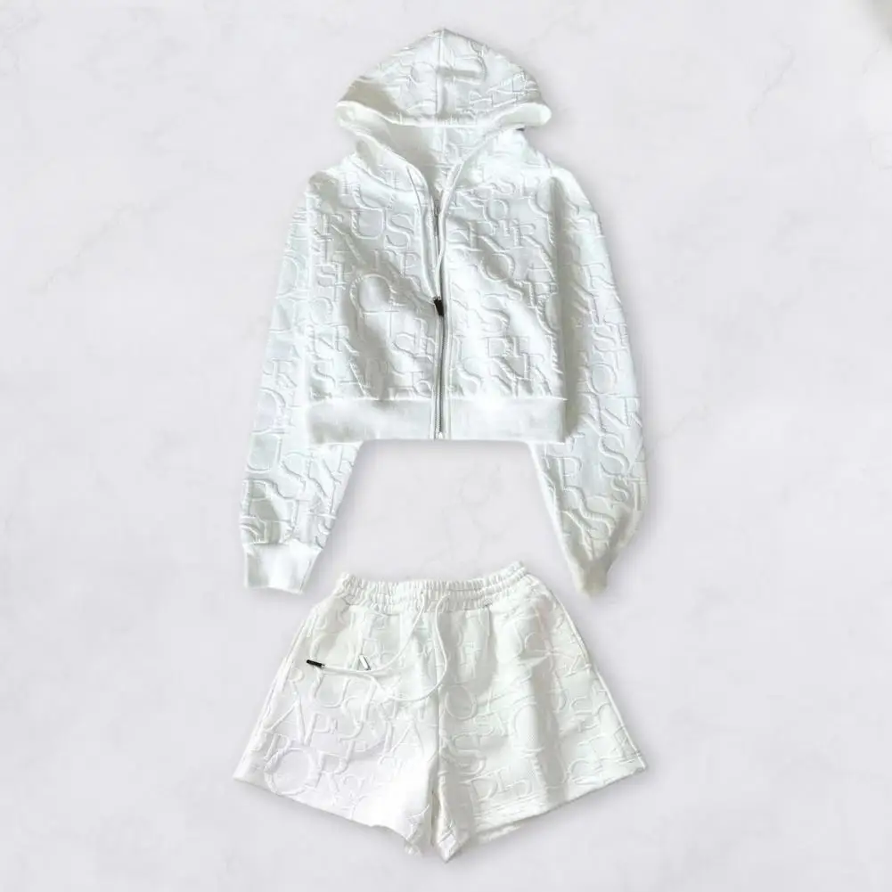 New Letter Printing Sets For Women 2 Pieces Zipper Long Sleeve Hooded And Drawstring Shorts Tracksuits Women\'s Suit Outfit