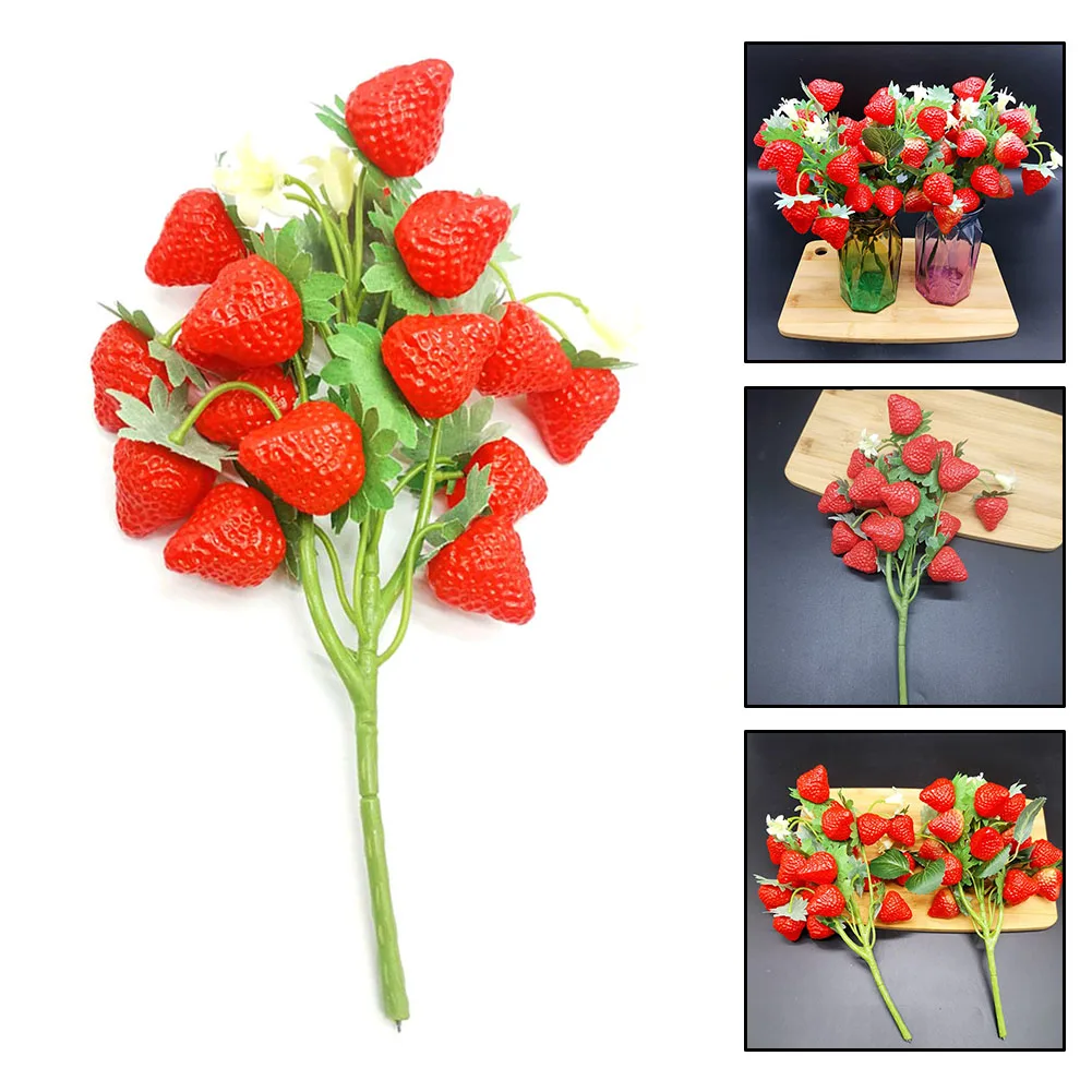 2 Pack Artificial Strawberry Decorations For Farmhouse Home Decor Realistic For Home Decor Indoor Strawberry Vase Strawberry