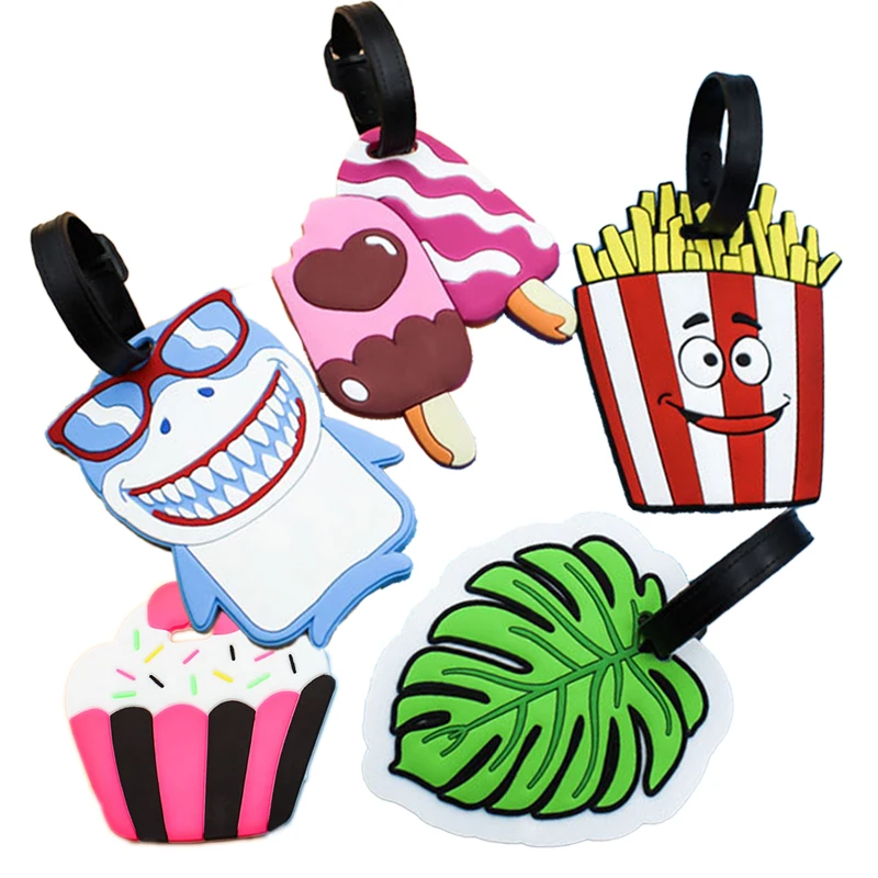 Creative Cartoon Bag Tags for Luggage Tag Airplane Travel Accessories Checked Boarding Tag Pvc Soft Plastic Luggage Pendant