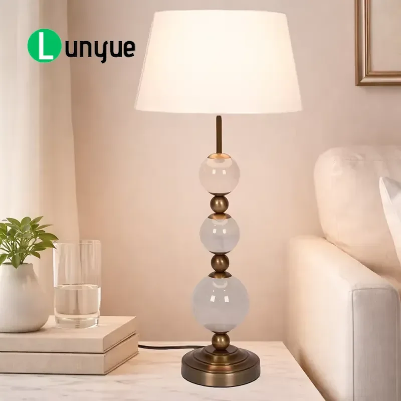 Natural White Crystal Ball Table Lamp Metal Base Modern Eco Friendly LED E26 Bulb Multi Color Shade Long Life