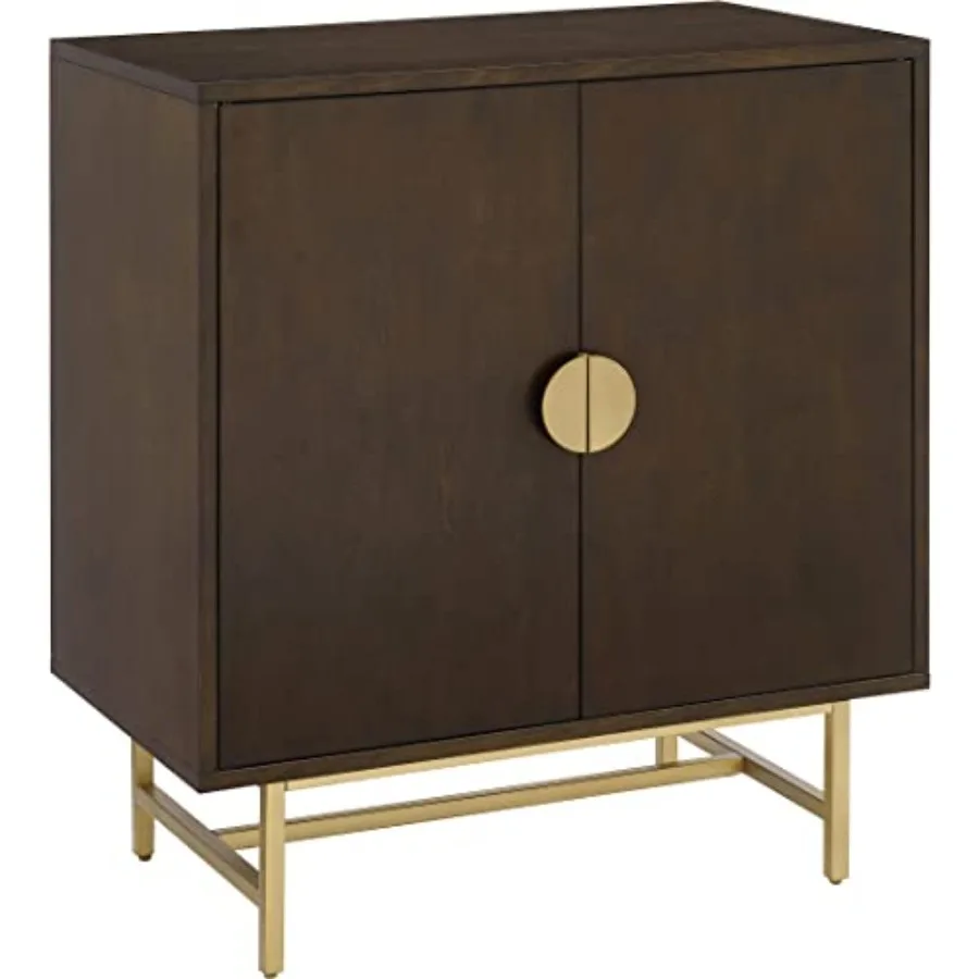 

Blair Bar Cabinet with Storage Shelves and Wine Rack Dark Brown/Gold