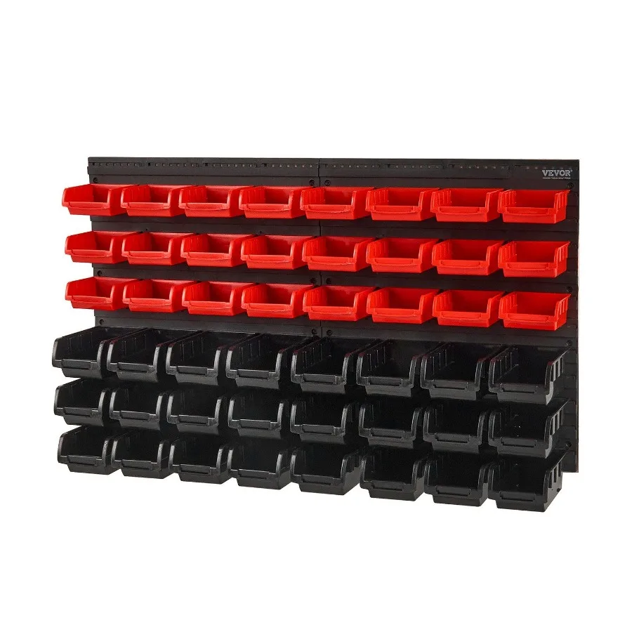 

Wall Mounted Storage Bins 48Bin Parts Rack Organizer Garage Plastic Shop Tool with Wall Panels Tool Organizer for Nuts Bolts S