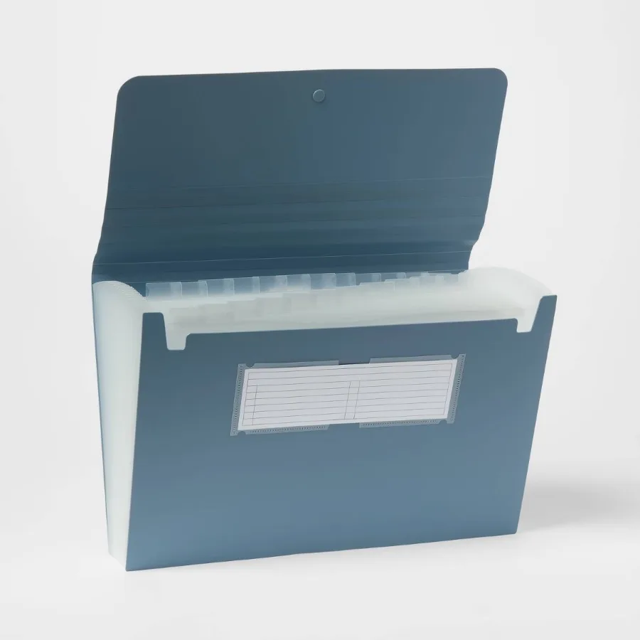 24 Pocket Legal Size Expanding File Folder, Slate Blue Accordion Paper Organizer for Documents and Paperwork