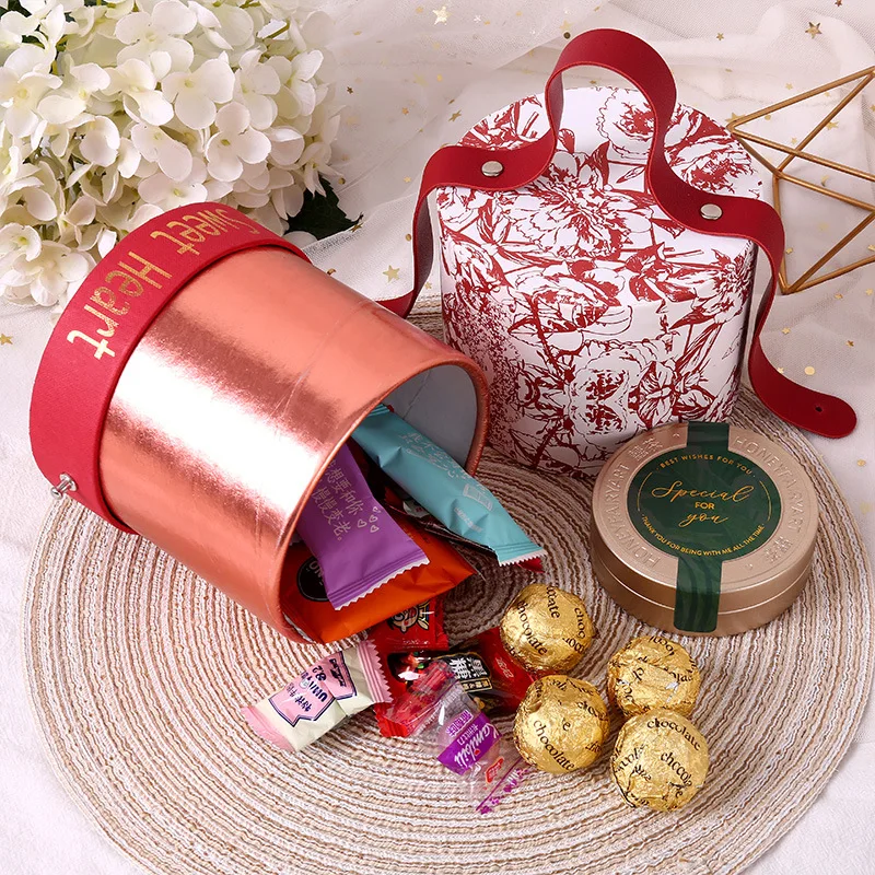 5pc/lot 11x12cm High Quality Portable European Cylinder Wedding Candy Box Creative Wedding Companion Gift Candy Packaging Box