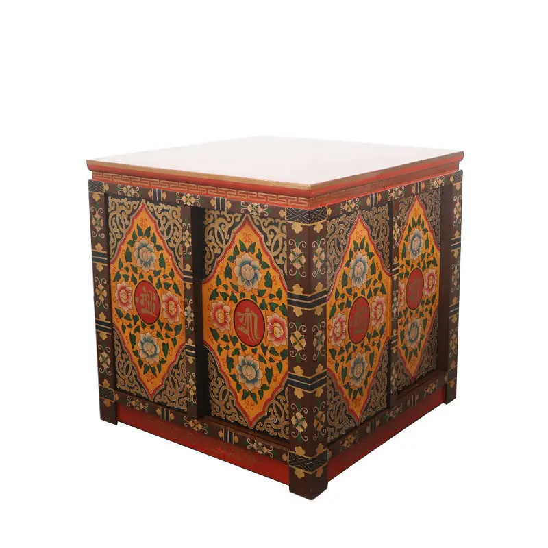 Painted retro coffee table Tibetan style tea table with door Locker Simple lecture desk foyer cabinet