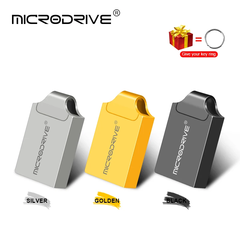 Super Mini Metal USB Flash Drive 256GB/128GB/64GB/32GB/16GB/8GB/4GB Memory stick Waterproof pendrive u disk with key chain