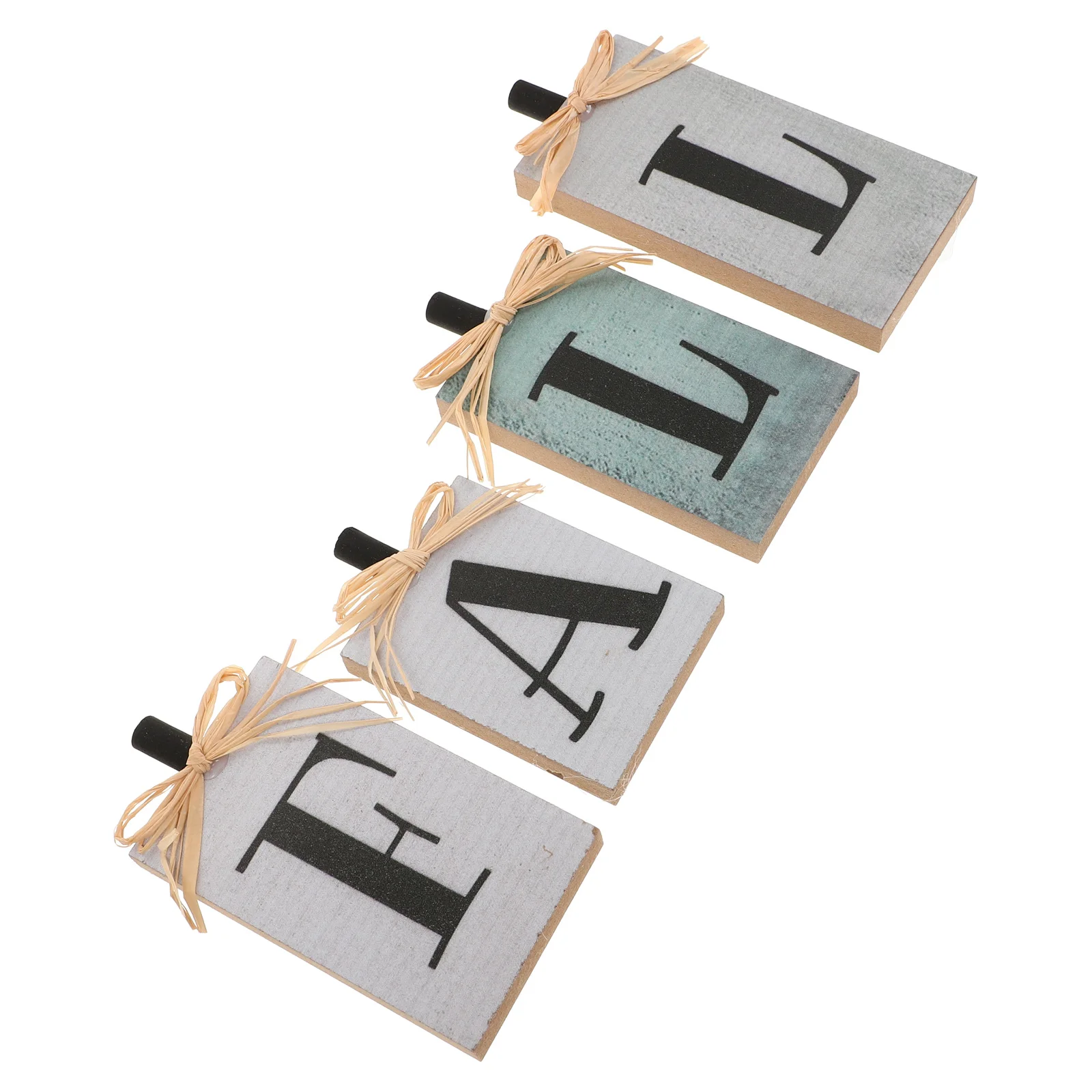 

4Pcs Longterm Use Wooden Block Table Decor Harvest Season Rustic Elegance Thanksgiving Fall Home Office Accent