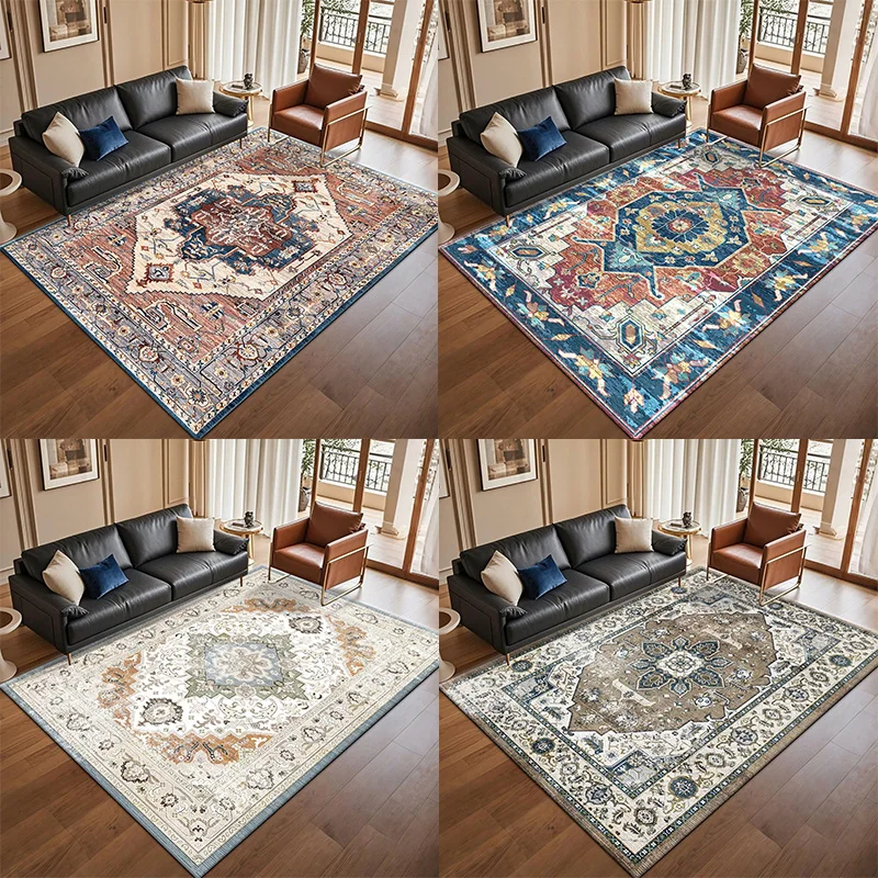 

Bohemian Retro Rug With Persian Decor For Living Room Sofa Bedroom Cloakroom Bathroom Non-Slip Washable Mat