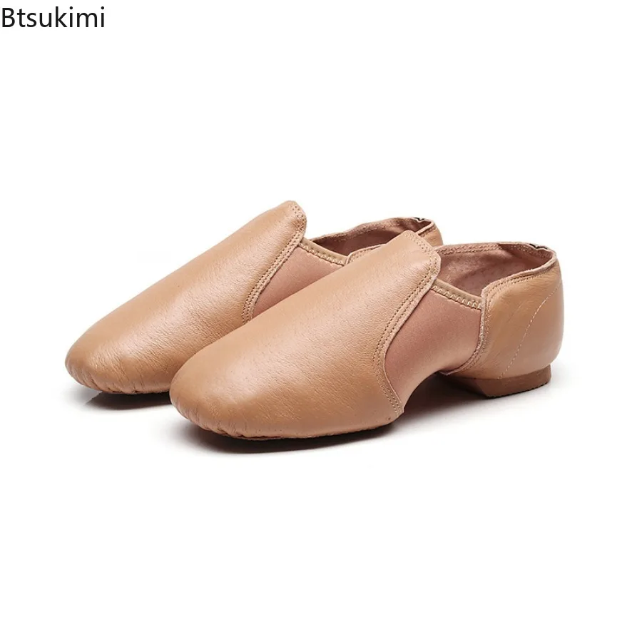 2025 New Jazz Shoes Women's Jazz Dance Shoes for Men Adult Kids Girls Ballet Yoga Dancing Shoes Genuine Leather Split Tan Flat