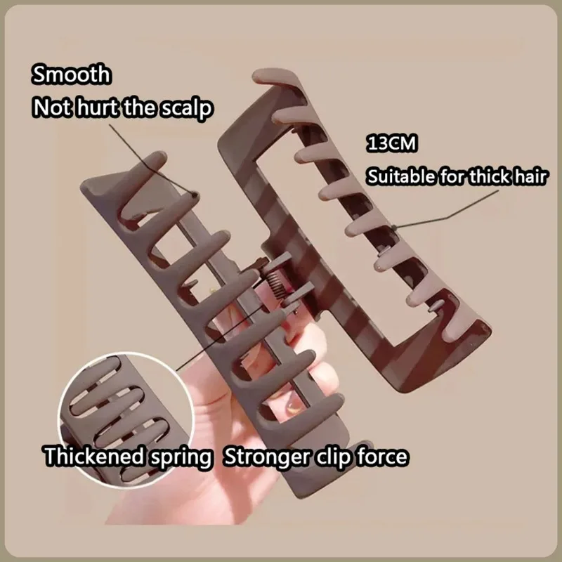 Mode 13CM Übergroßen Einfarbig Platz Matt Haar Shark Clip Kopfschmuck Haar Zubehör Geeignet Für Frauen Mädchen Dickes Haar