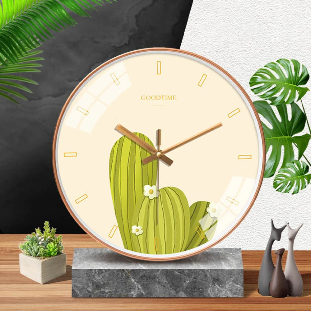 12 Inch Nordic Creative Clock Modern Simple Plant Series Wall Clock for Home Living Room Bedroom Silent Wall Hanging Clock
