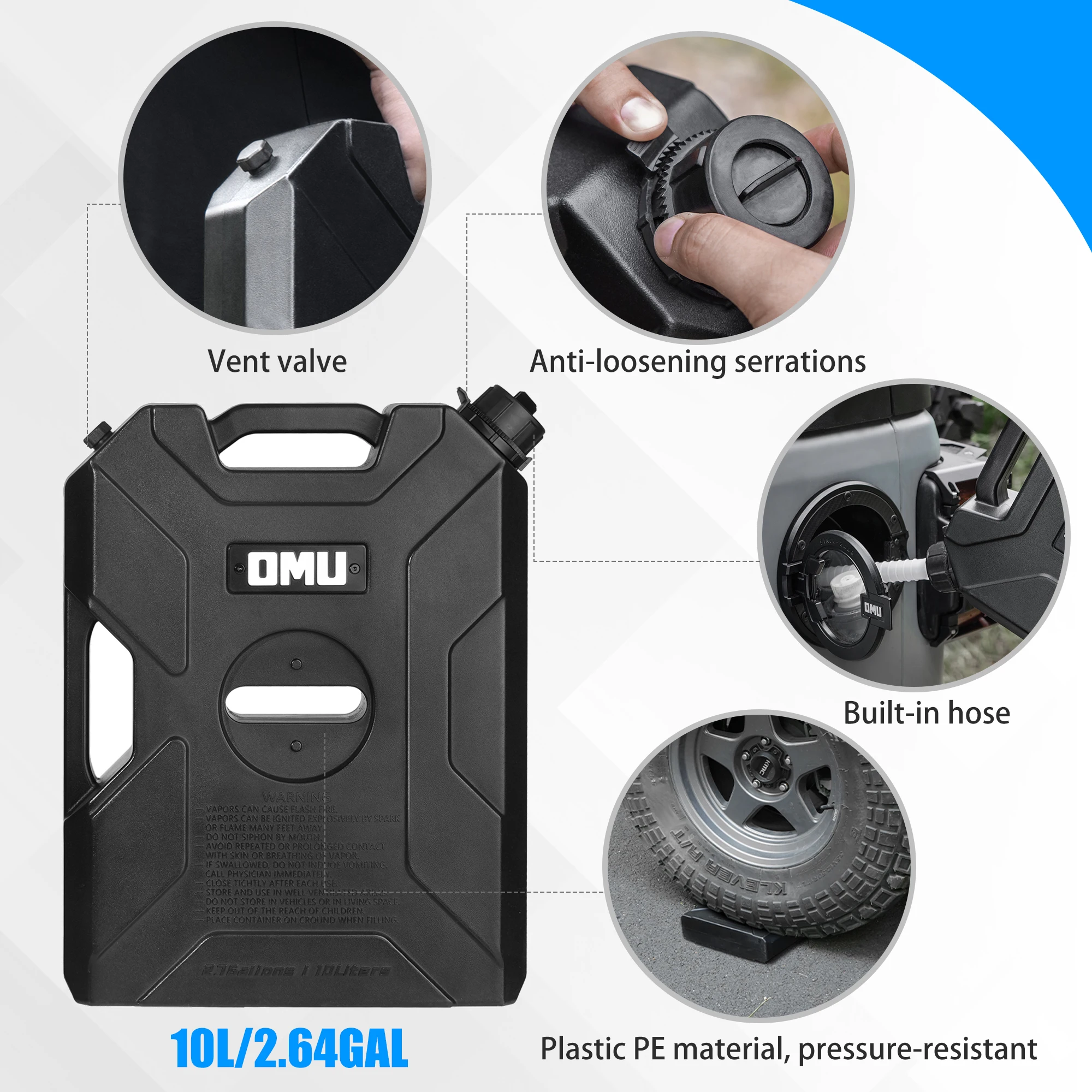 Door Water Tank with Bracket For Jeep wrangler JK JL JT 2007-2023 2.64 Gallon/10L Backup Petrol Water Storage Can